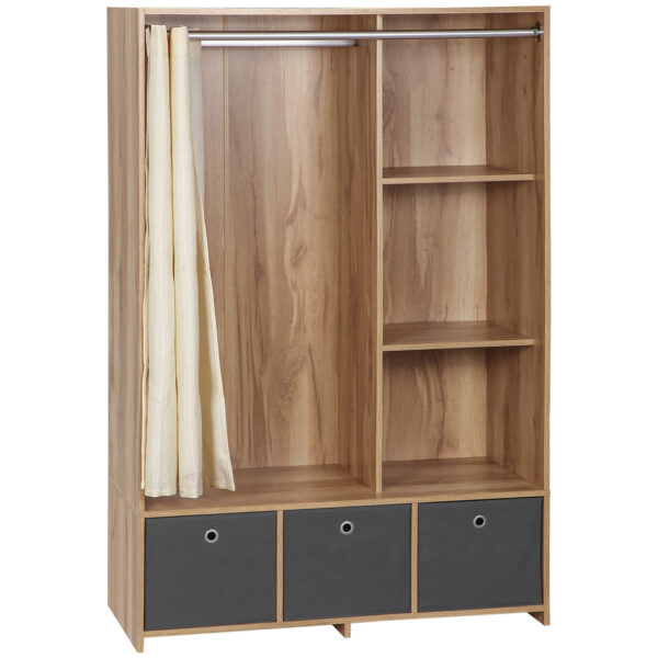 Easycomfort Garderobekast met hanggeleider, 3 polyester cassettes en 3 planken, 105x48x160 cm