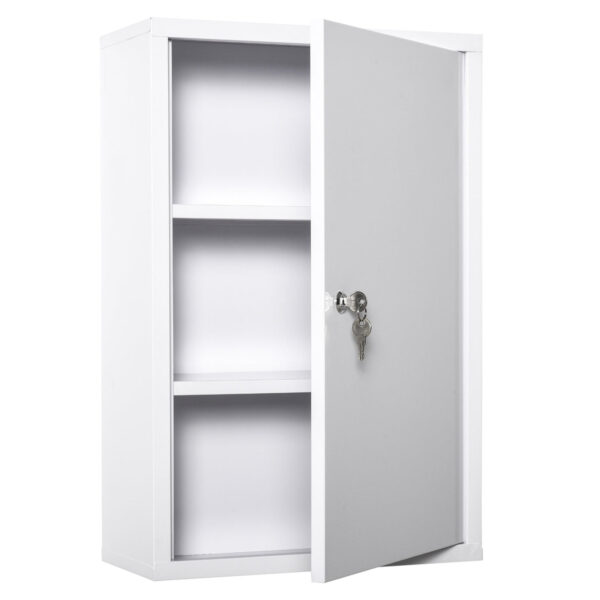 Easycomfort Medische Garderobekast 3 Niveaus in Staal met 2 Sleutels en Wandmontage, 40x18x60 cm, Wit