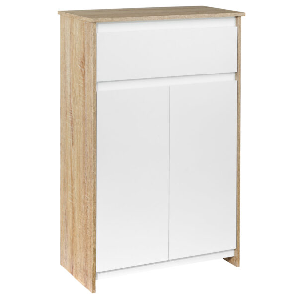 Easycomfort Mobiele Badkamer Multifunctionele Badkamermeubel met Garderobekast en Cassette, Ruimtebesparend, Kleur Hout en Wit 60x30x90cm