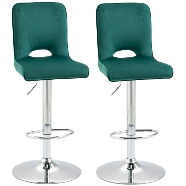EasyComfort Set 2 Moderne Barkrabbers met Hoge Rug en Ondergoed, Keuken Krabbers met Verstelbare Hoogte in Groene Stof, 41x51x97-117cm