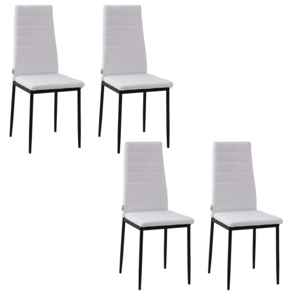 EasyComfort Set 4 Gewikkelde Stoelen voor Woonkamer of Eetkamer, Moderne Keukenstoelen, Metaal en Witte Stof