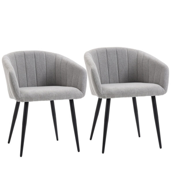 EasyComfort Set van 2 moderne ingewikkelde stoelen met stoffen bekleding, woonkamerstoel en woonkamer - helder grijs