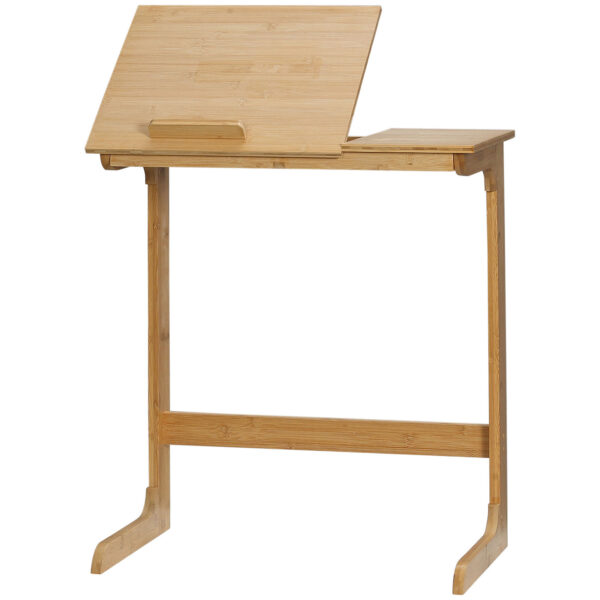Easycomfort C-vormige salontafel van bamboehout met kantelbare vloer op 5 niveaus, 60x33x67cm