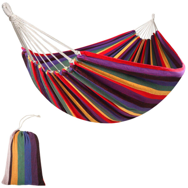 EASYCOMFORT Extra grote tuinhangmat van katoen en polyester met transporttas, 200x150cm met veelkleurige strepen