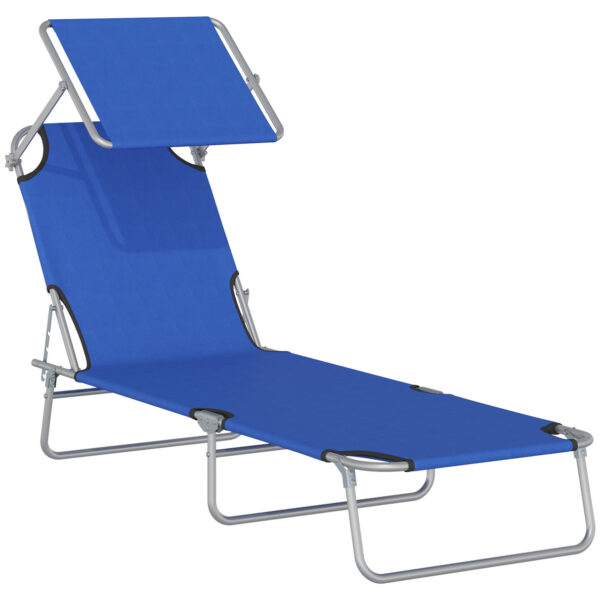 EASYCOMFORT Tuinligstoel Opvouwbare Ligstoel met Blauwe Luifel