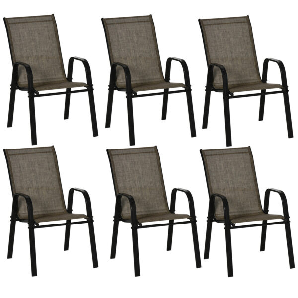 Easycomfort Tuinstoelenset 6-delig, opvouwbare buitenstoel van metaal en bestendige stof, bruin