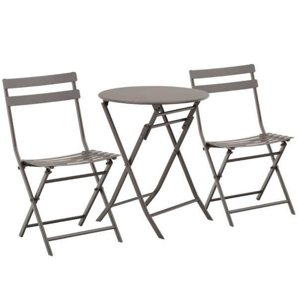 EASYCOMFORT salontafel met opklapbare stoelen in bruin staal, voor balkon, terras, tuin