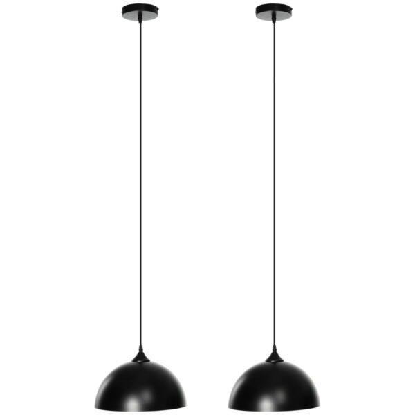 Easycomfort moderne hanglamp met verstelbare hoogte, set van 2 stuks in metaal met glas, Ø30x126 cm, zwart