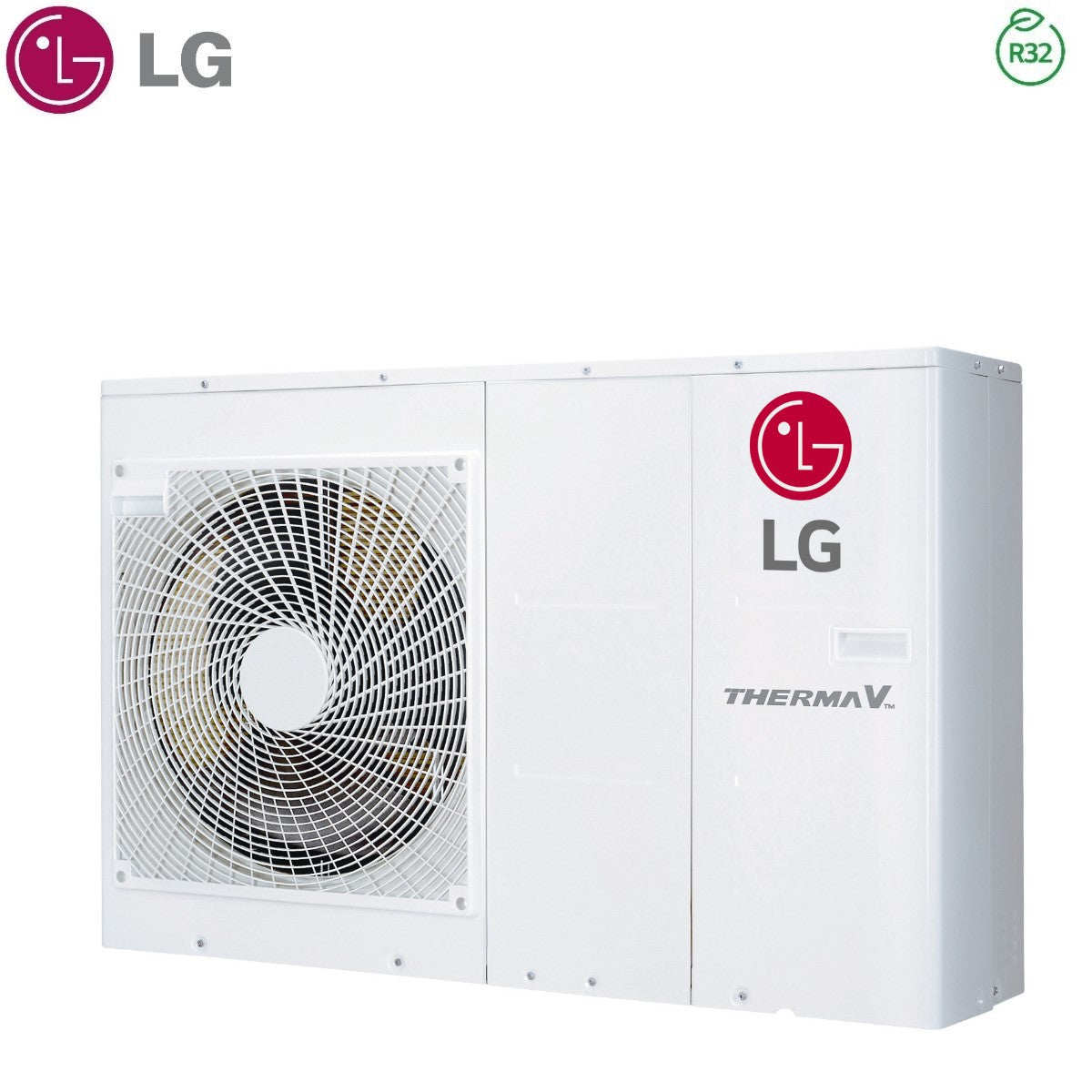 Efficiënte LG Therma V monobloc mini chiller inverter met 5,5 kW capaciteit in R-32, geschikt voor warmtepompen.
