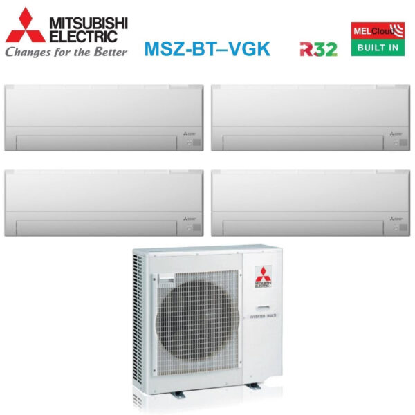 Mitsubishi Electric Airconditioner Split Inverter Panelen MSZ-BT serie 9+9+12+12 met MXZ-4F72VF R-32 Geïntegreerde Wi-Fi 9000+9000+12000+12000