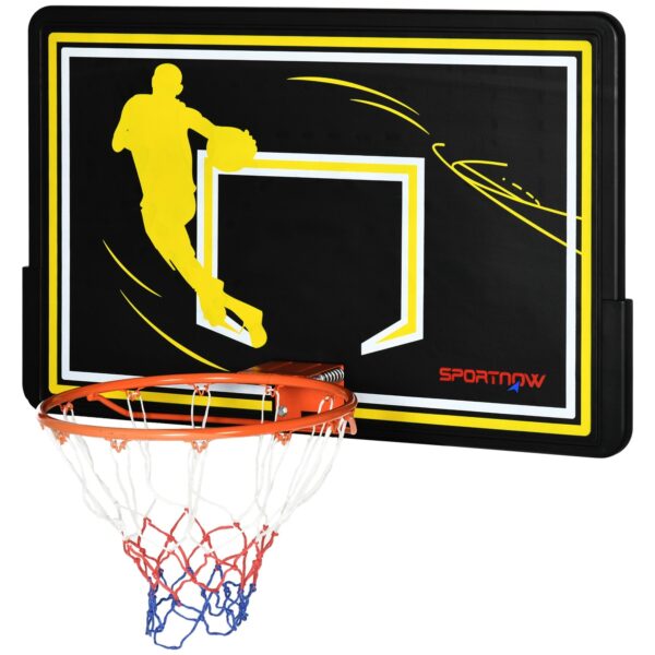 EASYCOMFORT Basketbalring staal/PE 110x90x70 cm zwart/geel