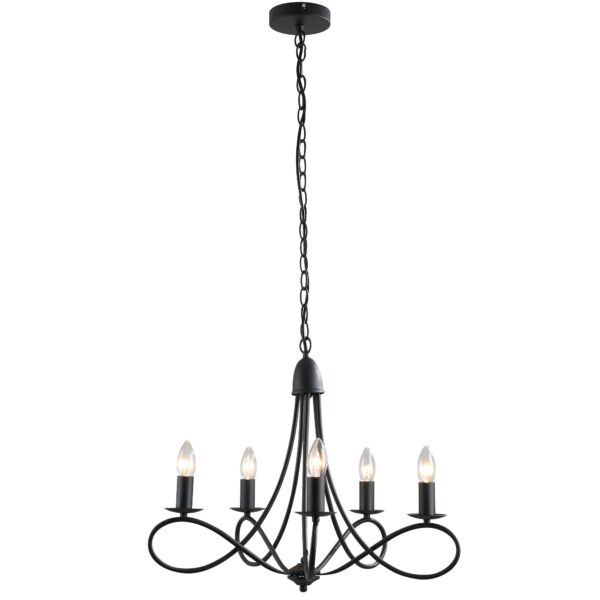 EasyComfort Rustic plafondlamp, gevlochten staal, 5 verstelbare kandelaren, ?58 x 45cm