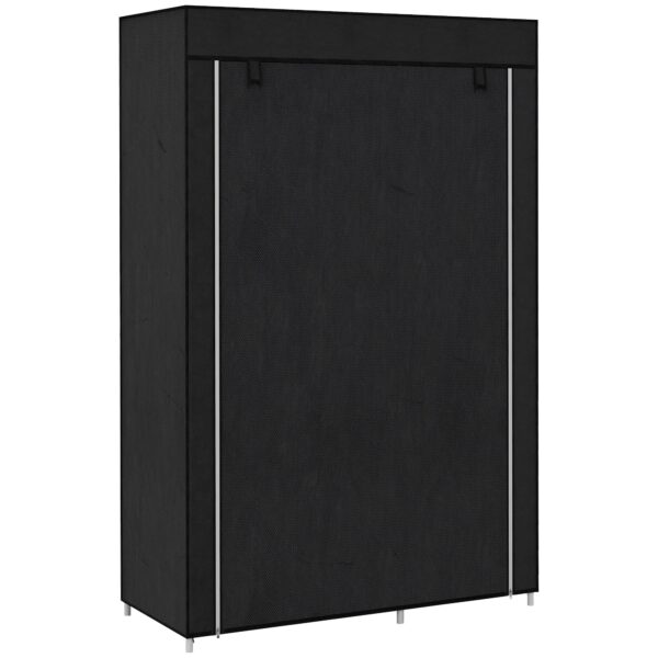 EasyComfort Kledingkast (textiel) 6 planken + hangstang 103x43x162.5 cm zwart