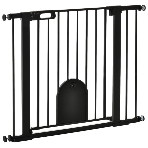 EasyComfort verstelbaar hondenhekje met kleine deur 75–103×76 cm, zwart