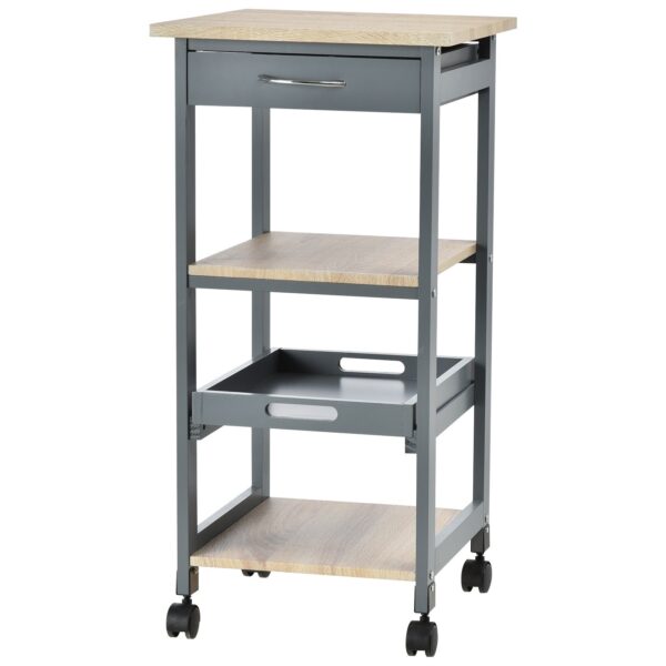 EasyComfort Keukenwagen met lade, 2 schappen en uitneembaar dienblad, 37x37x76 cm