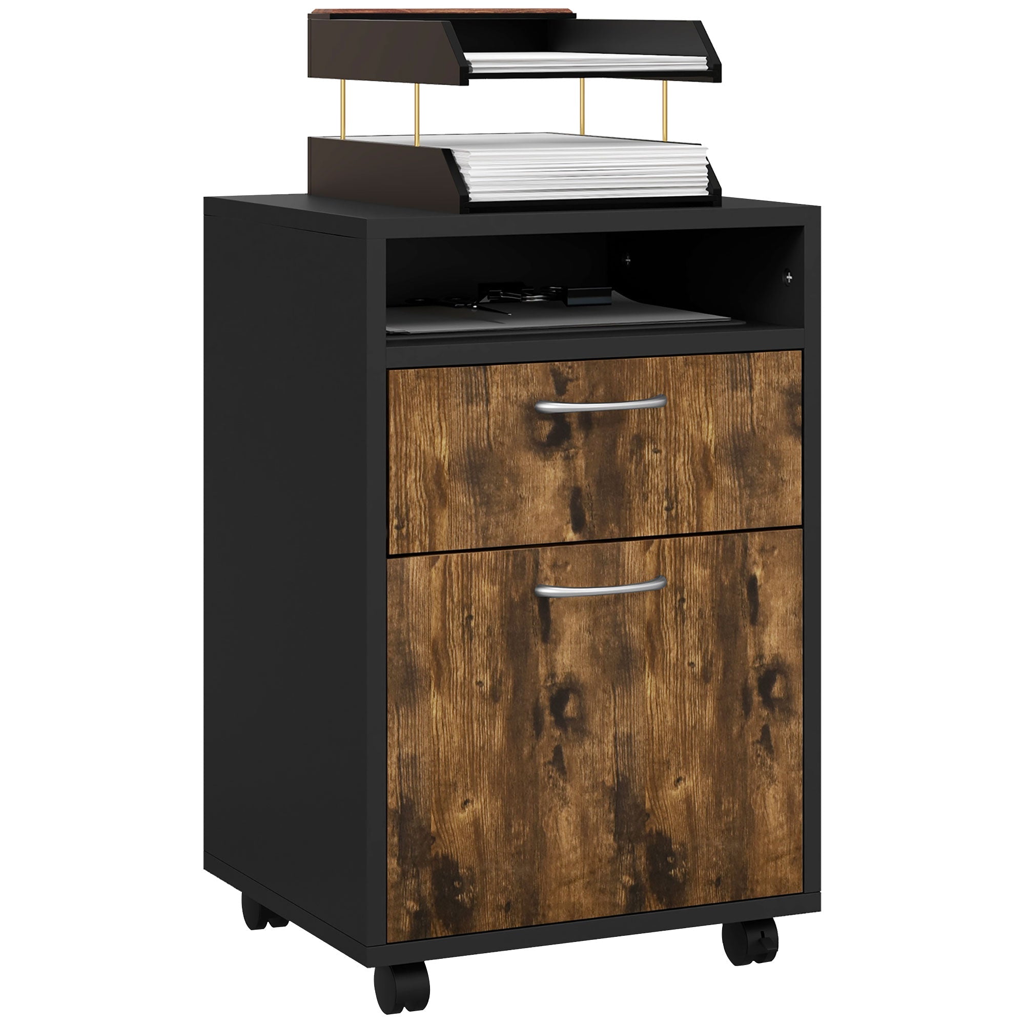 immagine-1-easycomfort-easycomfort-cassettiera-portadocumenti-con-cassetto-e-ripiano-4-ruote-40x35x60cm-marrone-e-nero_92d0601f-cf8b-4866-9f4e-2578a8107c4f