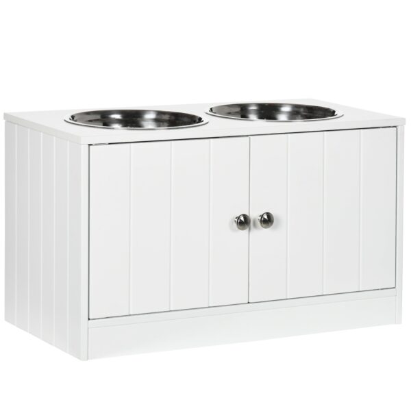 EasyComfort verhoogde hondenbak met kast 44L, 2 RVS kommen, 60x30x35.5cm