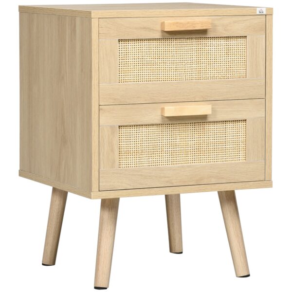 EasyComfort Nachtkastje 40x40x56 cm, 2 lades, boho rattan