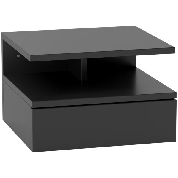 EasyComfort Comodino Sospeso nachtkastje met lade en plank, 35x32x22.5 cm, zwart