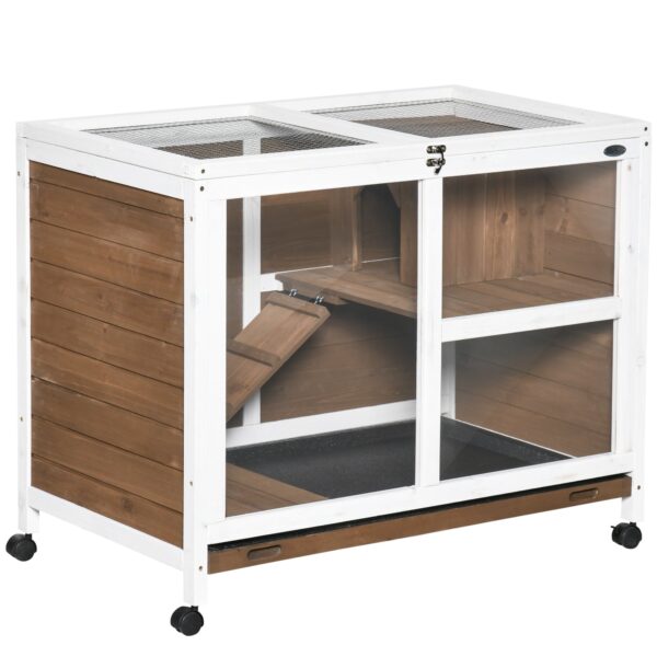 EasyComfort Konijnenhok 2 niveaus, hout, 91.5x53.3x73 cm