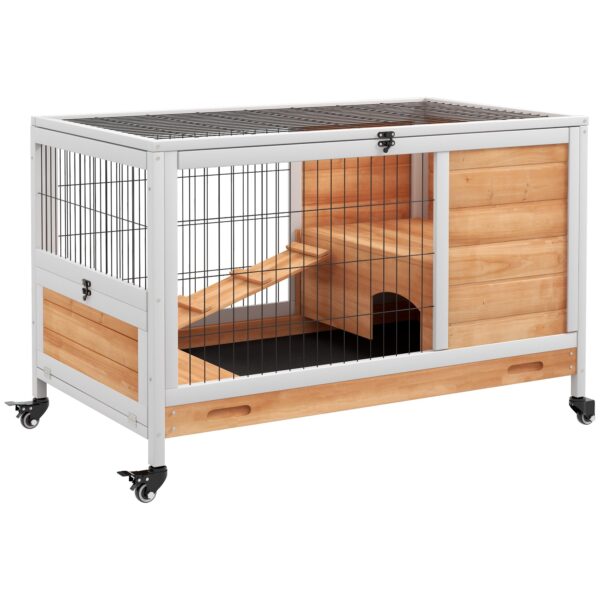 EasyComfort Konijnenhok vurenhout met 4 wielen 90x53x59 cm