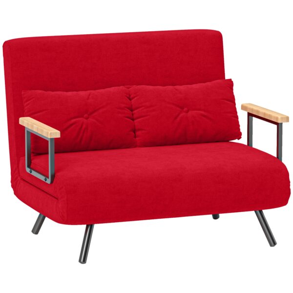 EasyComfort Slaapbank velours verstelbare rugleuning 102x73x81 cm, rood