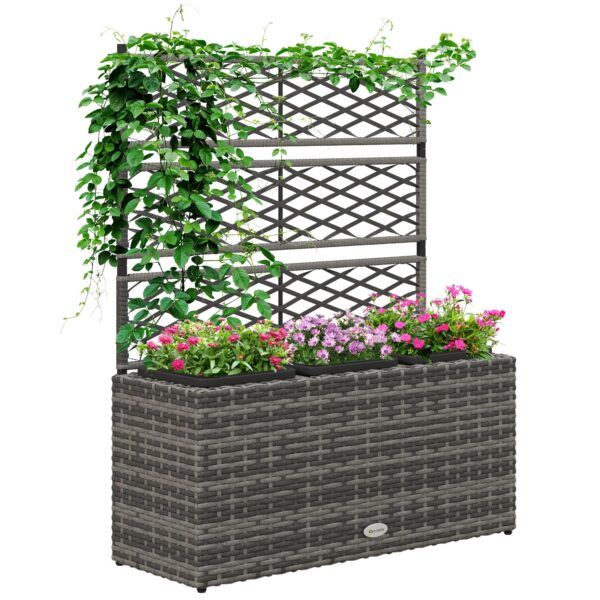 EasyComfort Plantenbak met traliewerk en 3 potten, 84x30x107 cm
