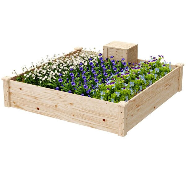 EasyComfort verhoogde plantenbak vurenhout 123x123x25.5 cm met compostbak