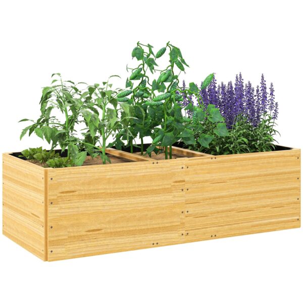 EasyComfort Plantenbak vurenhout, 3 vakken, 140x60x40 cm