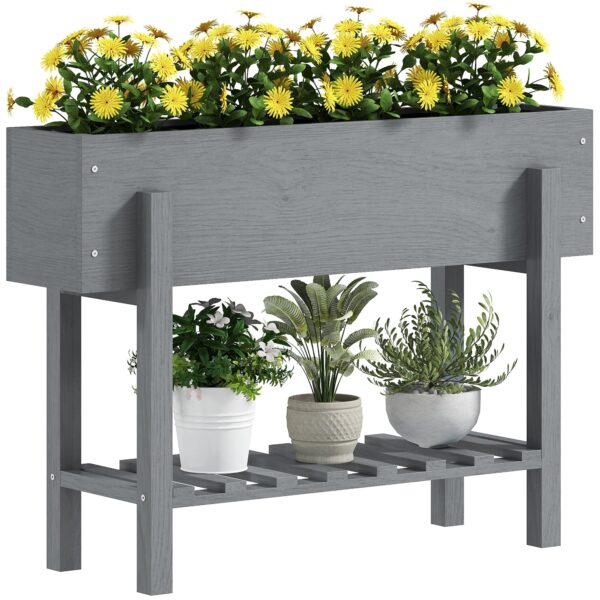 EasyComfort verhoogde plantenbak met onderplank en 2 afvoergaten, 100x30x70.5 cm