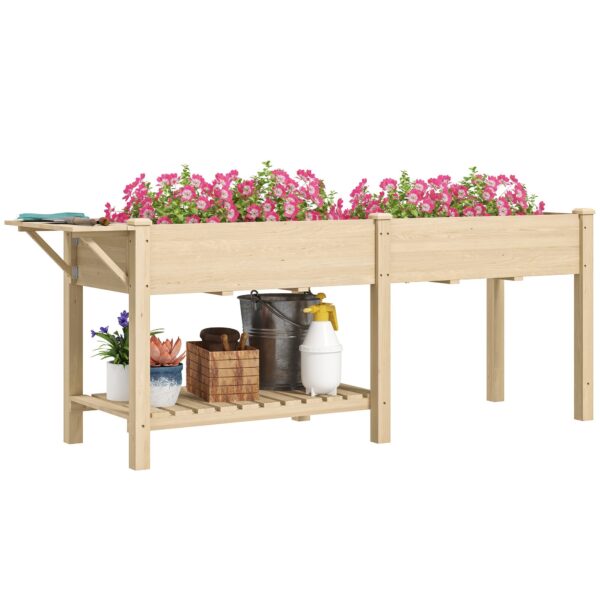 EasyComfort opgehoogde bloembak met zijtafeltje en onderplank, 207x59x78 cm
