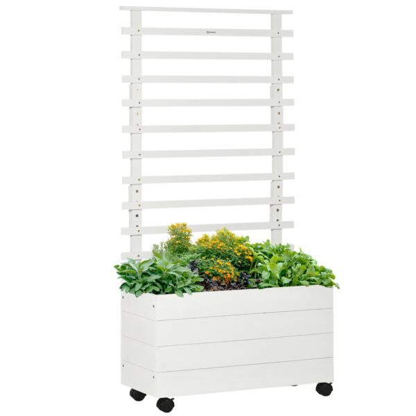 EasyComfort Fioriera Verticale plantenbak met traliewerk en 4 wielen, 76x30x155 cm