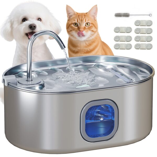 EasyComfort Kattenfontein 7L RVS 304 met LED en borstel