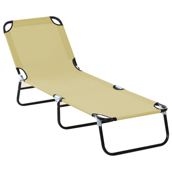 EasyComfort Lettino - Tuinligbed verstelbaar in 5 posities, 188x56 cm, beige