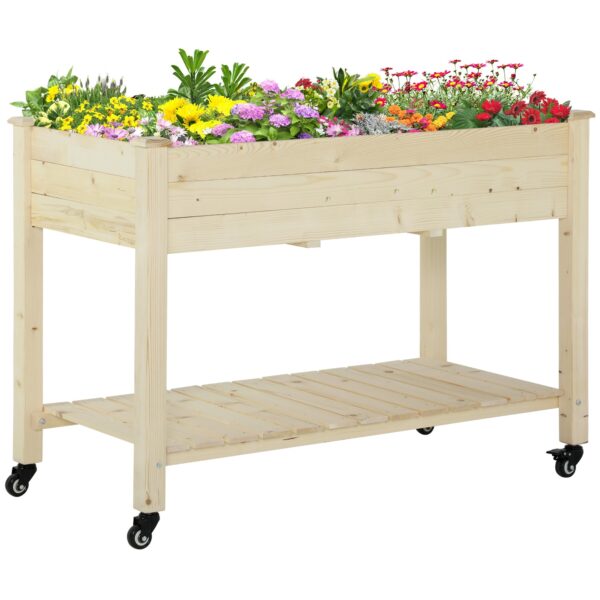 EasyComfort verhoogd plantenbed met wieltjes en onderplank 118x55x83 cm