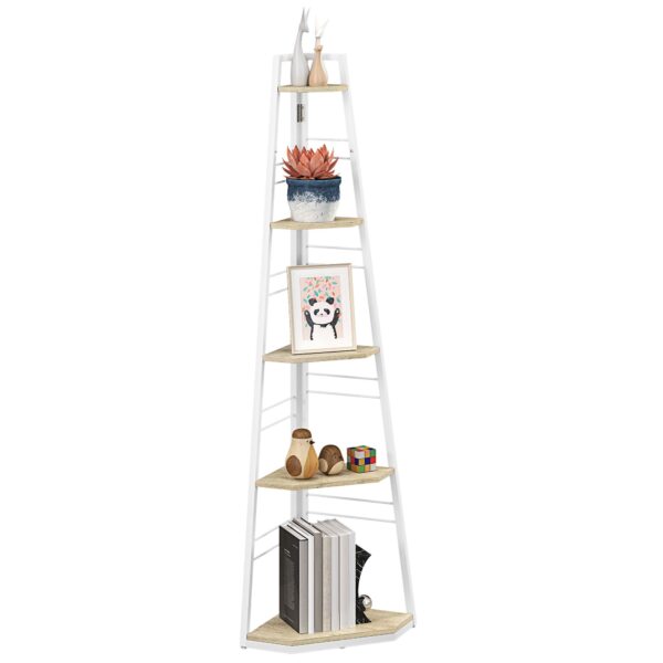 EasyComfort Hoekboekenkast 5 planken, houtkleur