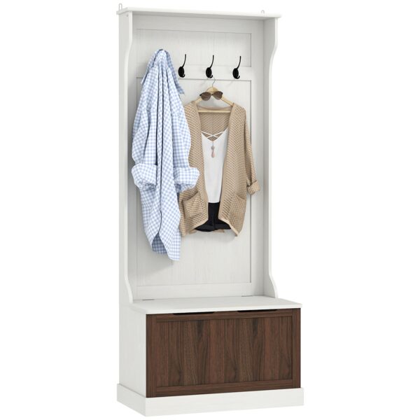 EasyComfort Mobile kapstok 3-in-1 met 4 haken en opbergbank, 71.5x39.5x170 cm