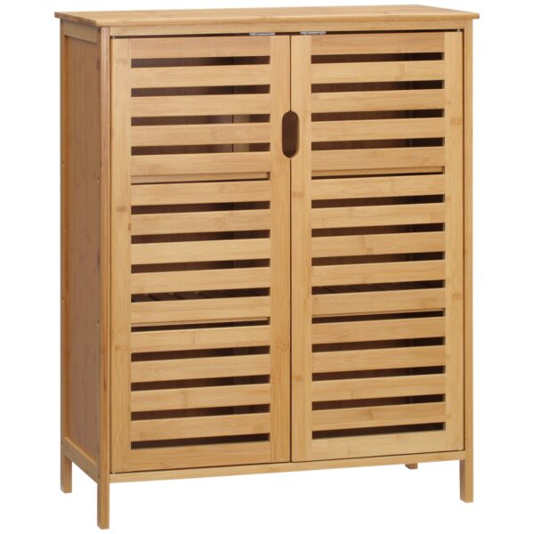 EasyComfort Moderne badkamerkast 2-deurs, bamboe 68x32x86 cm