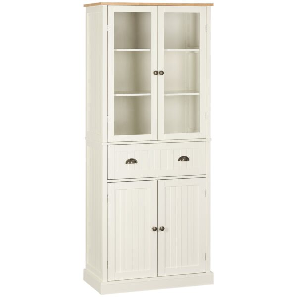 EasyComfort Voorraadkast 5 planken met middenlade 76x40x182.5 cm crème