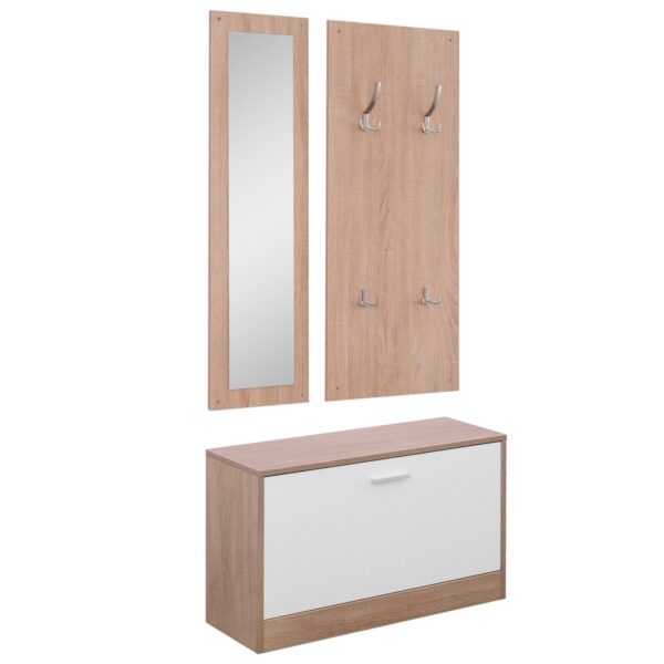 EasyComfort Set 3-delig halmeubel hout - schoenenkast 80x27x46,5 cm
