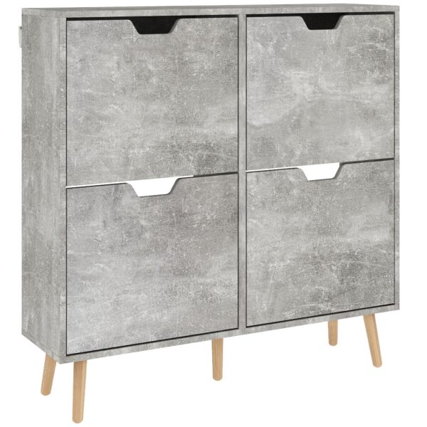EasyComfort Schoenenkast met 4 kantelvakken – 16 paar – 95x26x95 cm – Grijs