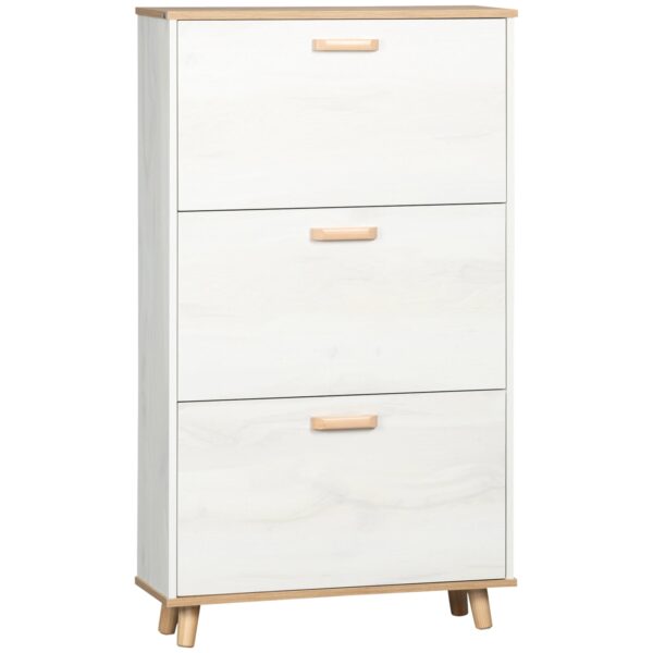EasyComfort Schoenkast spaanplaat 3 klapladen 2 verstelbare planken 70x23.5x122 cm wit