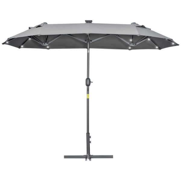 EasyComfort dubbele parasol met zonne-LED's 295x150x219 cm, grijs