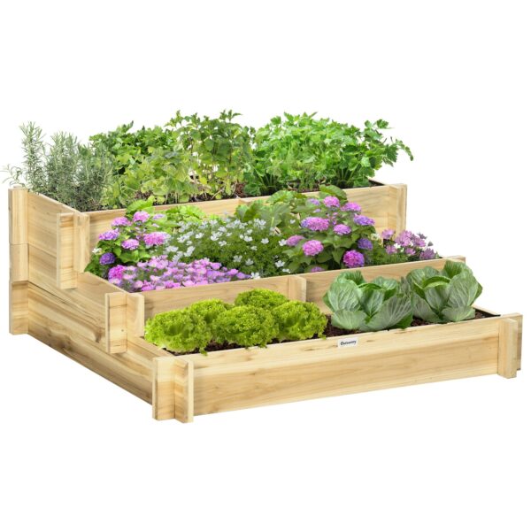 EasyComfort Verhoogde plantenbak 3 niveaus vurenhout 93x93x35 cm