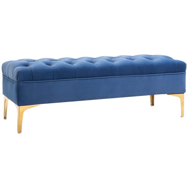 EasyComfort Fondoletto gepolsterde bank 118x45x42 cm, blauw/goud