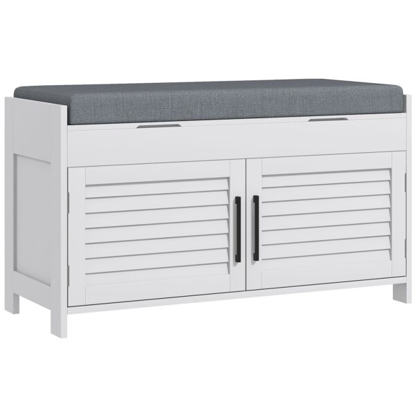 EasyComfort Schoenenbank met verstelbare plank, 90x36x50 cm, wit/grijs