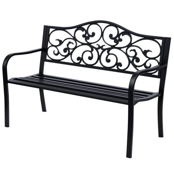 EasyComfort Panchina da Giardino 2-zits tuinbank, 127x60x89 cm, zwart