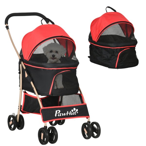 EasyComfort Hondenwagen convertibel met 2 hondenlijnen en kussen, 82x49.5x98 cm