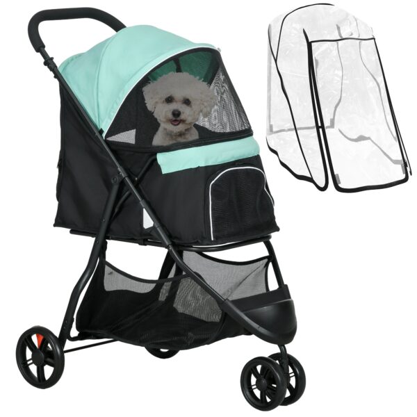 EasyComfort Hondenbuggy 3-wiel vouwbaar, tot 10 kg, groen