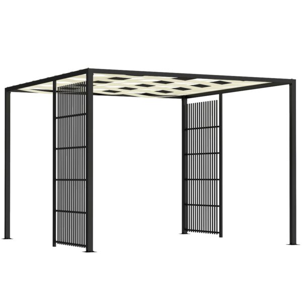 EasyComfort Pergola 3x3 m Gazebo met golvend dak en zijpanelen, zwart